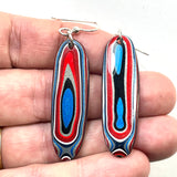 DVH Ford F150 Truck Fordite Earrings KC Assembly 46x14x4mm Sterling Silver (5966)
