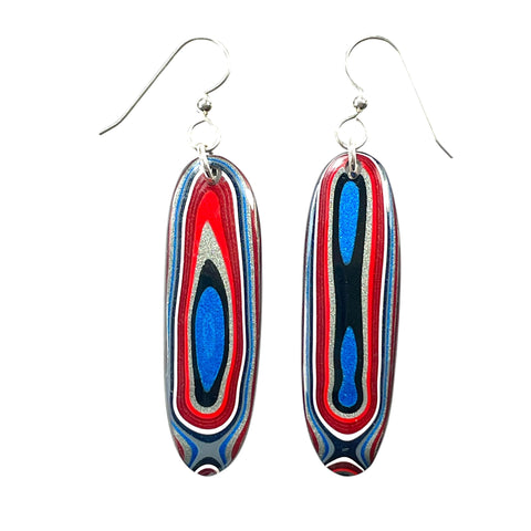 DVH Ford F150 Truck Fordite Earrings KC Assembly 46x14x4mm Sterling Silver (5966)