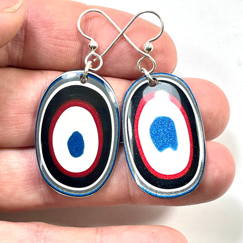 DVH Ford F150 Truck Fordite Earrings KC Assembly 43x26x4mm Sterling Silver (5975)