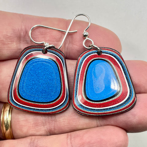 DVH Ford F150 Truck Fordite Earrings KC Assembly 30x26x4mm Sterling Silver (6016)