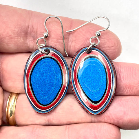 DVH Ford F150 Truck Fordite Earrings KC Assembly 34x24x4mm Sterling Silver (6017)