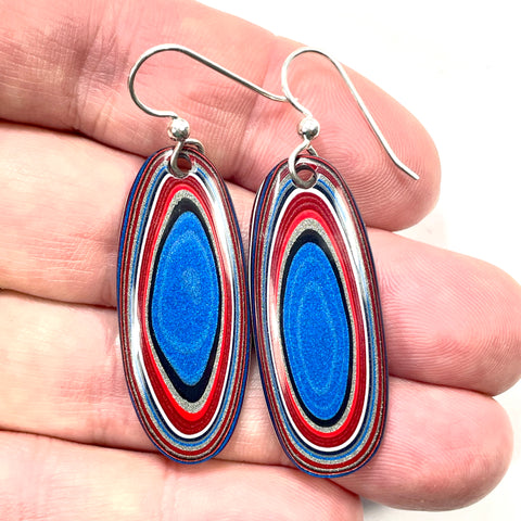 DVH Ford F150 Truck Fordite Earrings KC Assembly 38x17x3mm Sterling Silver (6021)