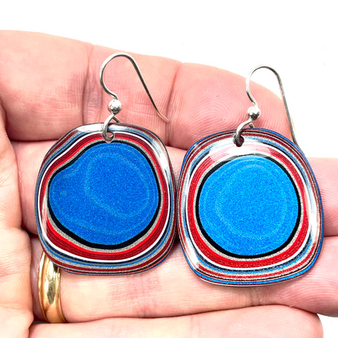 DVH Ford F150 Truck Fordite Earrings KC Assembly 31x29x3mm Sterling Silver (6023)
