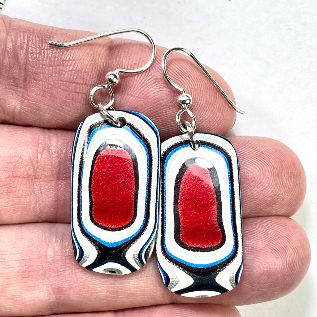 DVH Ford F150 Truck Fordite Earrings KC Assembly 32x17x4mm Sterling Silver (6105)