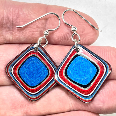 DVH Ford F150 Truck Fordite Earrings KC Assembly 27x28x4mm Sterling Silver (6106)