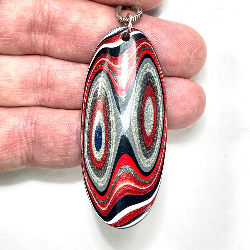 DVH Ford F150 Truck Fordite Pendant KC Assembly 59x25x4mm Sterling Silver (6113)