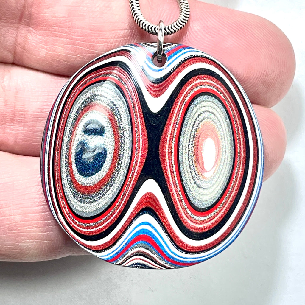 DVH Ford F150 Truck Fordite Pendant KC Assembly 38x38x4mm Sterling Silver (6120)