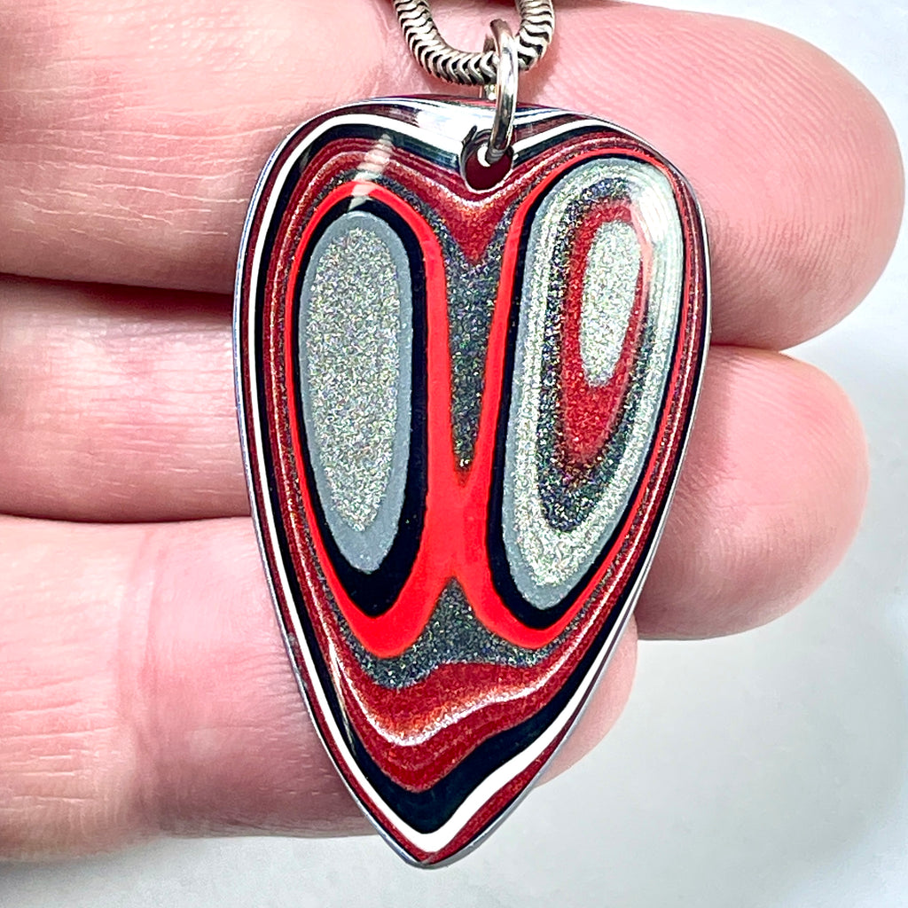 DVH Ford F150 Truck Fordite Pendant KC Assembly 40x25x4mm Sterling Silver (6122)