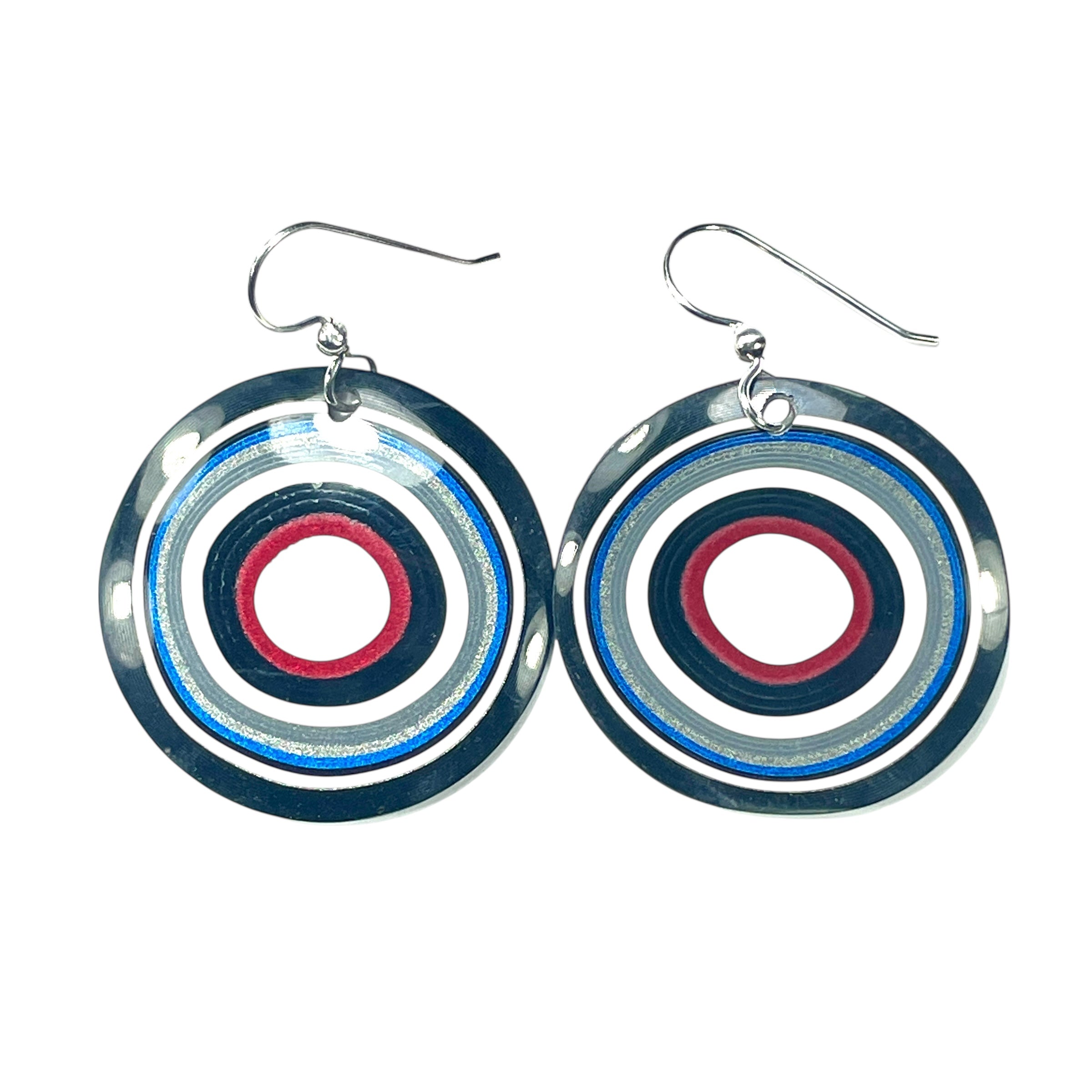 DVH Fordite Earrings Ford F150 Truck KC Assembly 33mm Rd Sterling (6138) - DVHdesigns