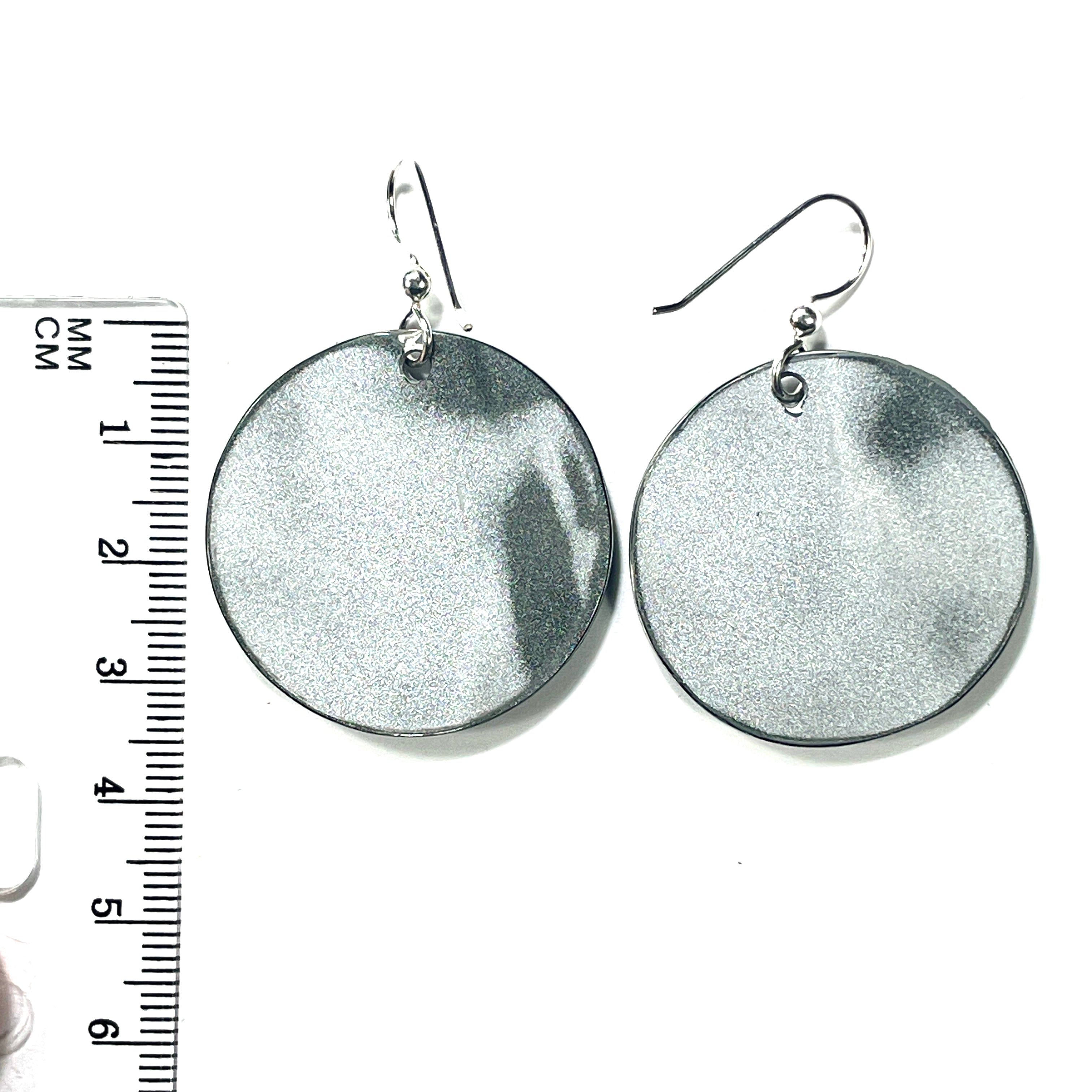 DVH Fordite Earrings Ford F150 Truck KC Assembly 33mm Rd Sterling (6138) - DVHdesigns