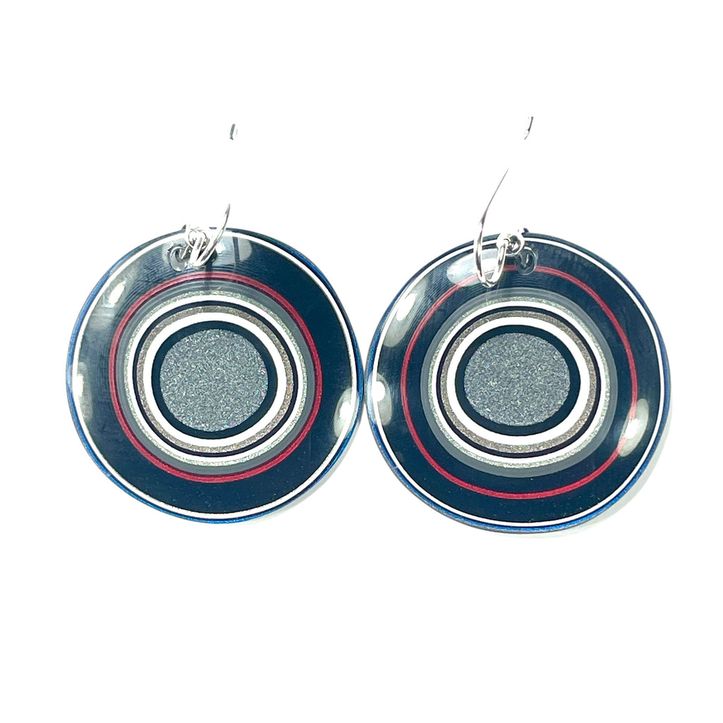 DVH Fordite Earrings Ford F150 Truck KC Assembly 33mm Rd Sterling (6139) - DVHdesigns