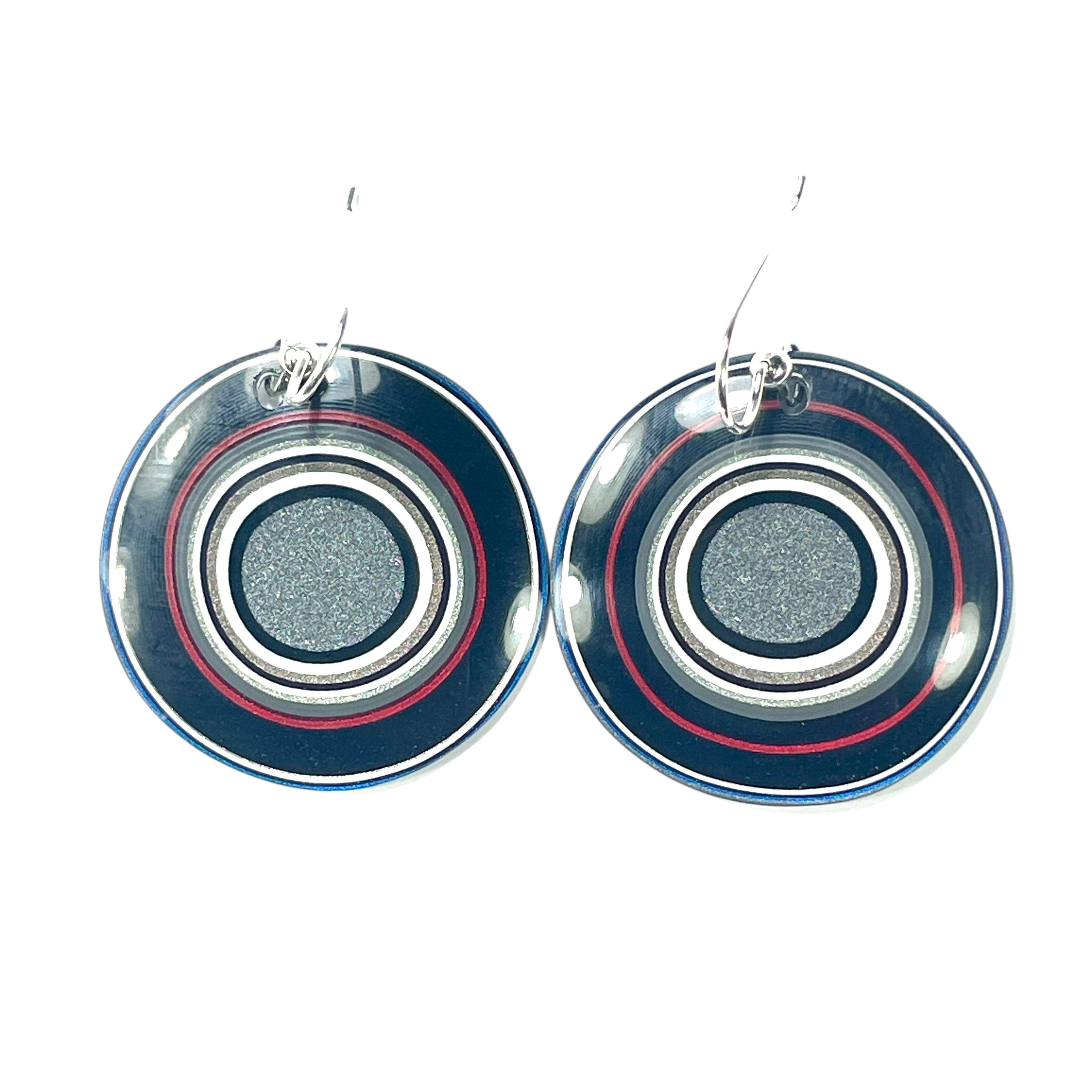 DVH Fordite Earrings Ford F150 Truck KC Assembly 33mm Rd Sterling (6139) - DVHdesigns