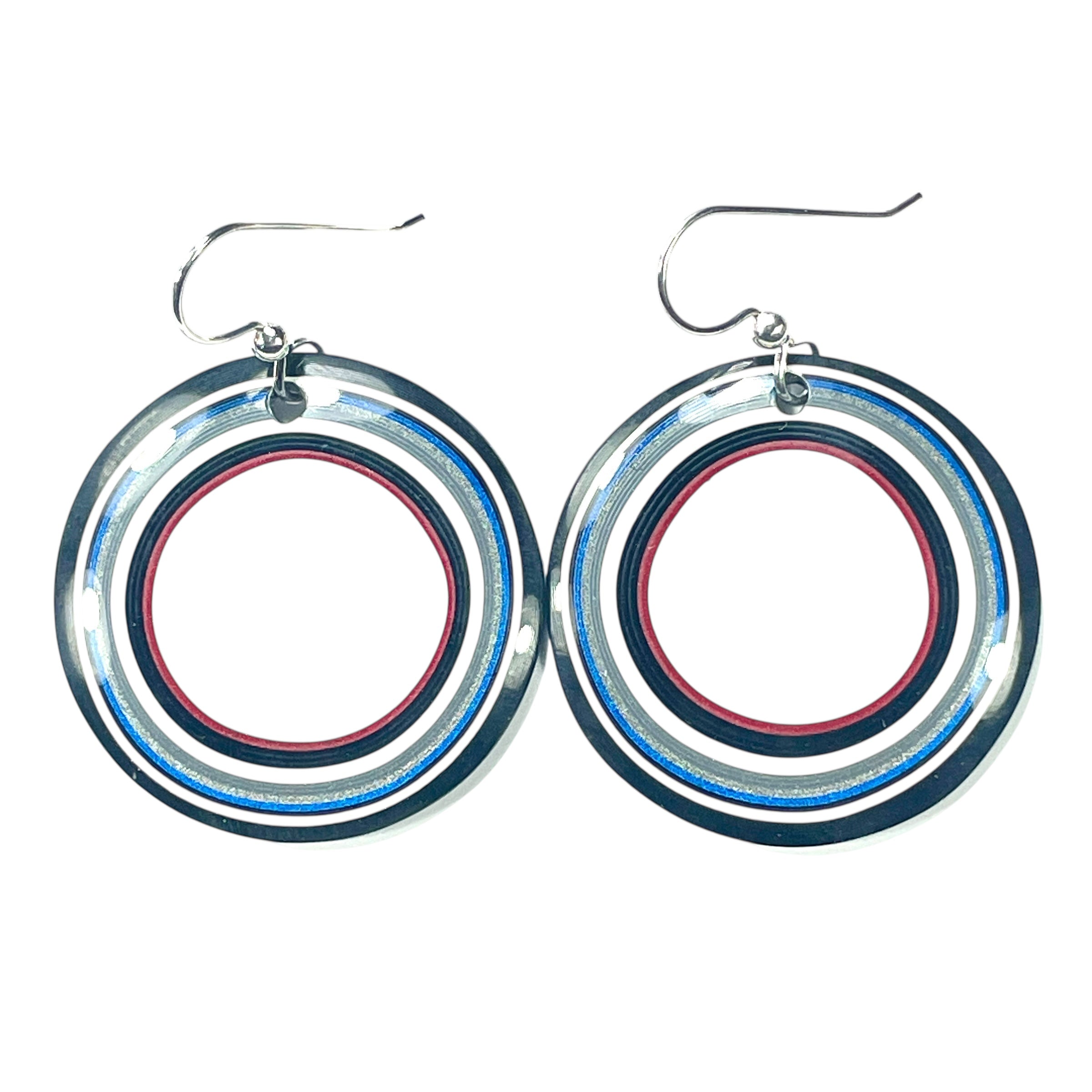 DVH Fordite Earrings Ford F150 Truck KC Assembly 33mm Rd Sterling (6140) - DVHdesigns
