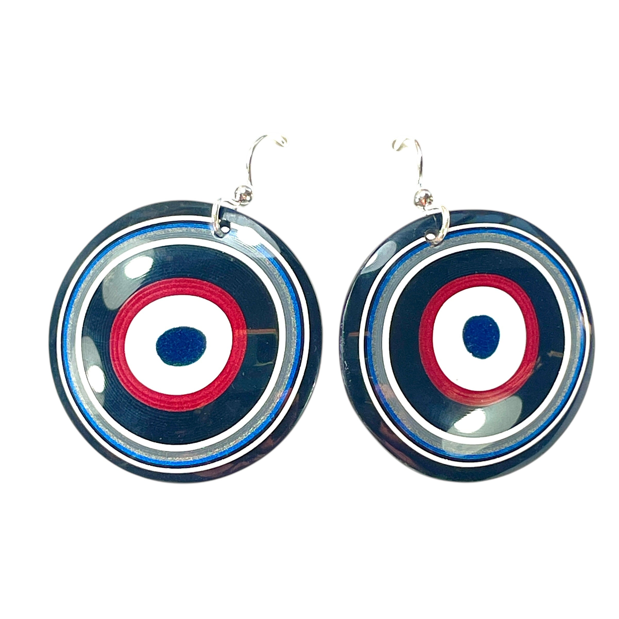 DVH Fordite Earrings Ford F150 Truck KC Assembly 33mm Rd Sterling (6536) - DVHdesigns