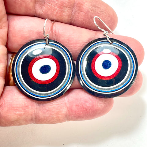 DVH Fordite Earrings Ford F150 Truck KC Assembly 33mm Rd Sterling (6536) - DVHdesigns