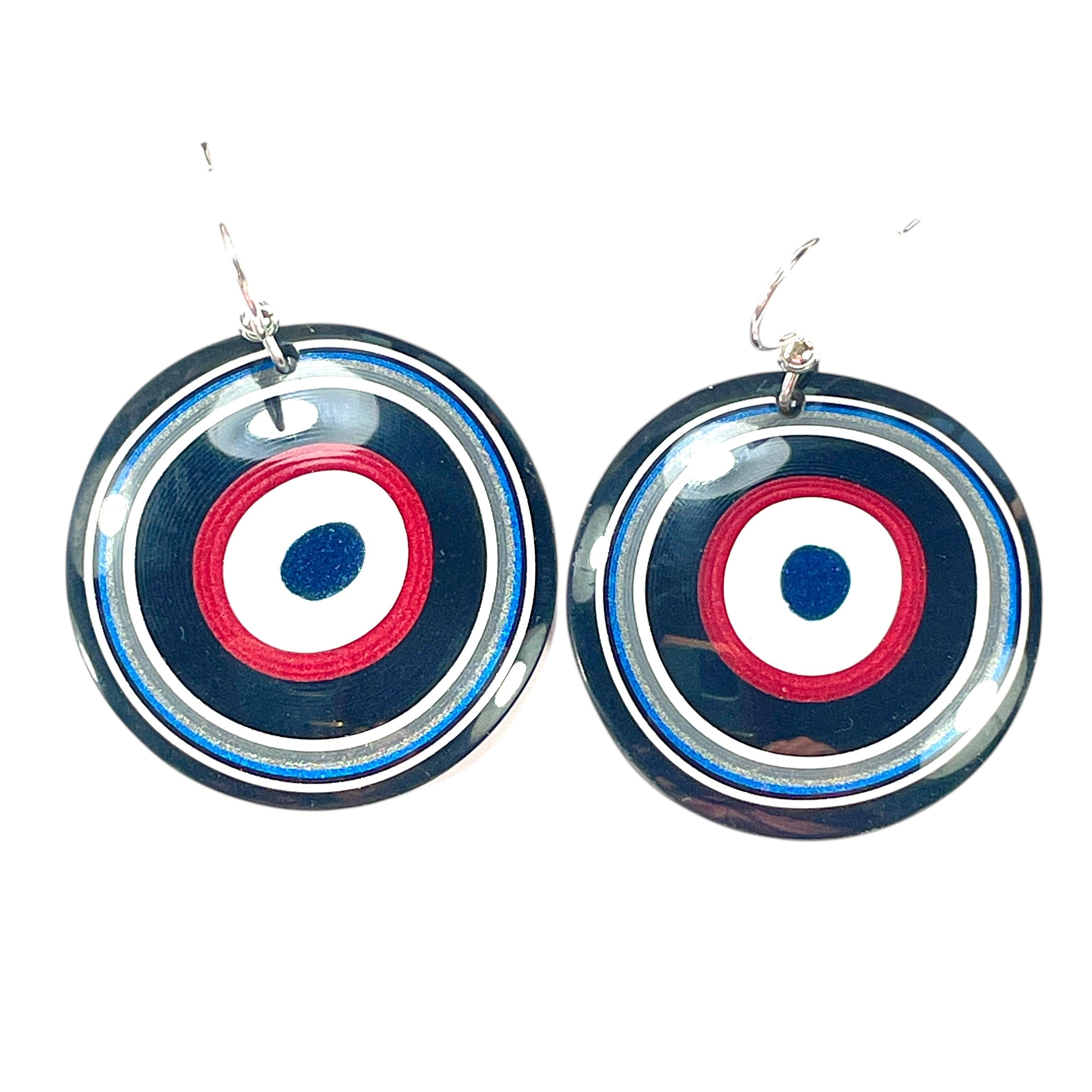 DVH Fordite Earrings Ford F150 Truck KC Assembly 33mm Rd Sterling (6536) - DVHdesigns