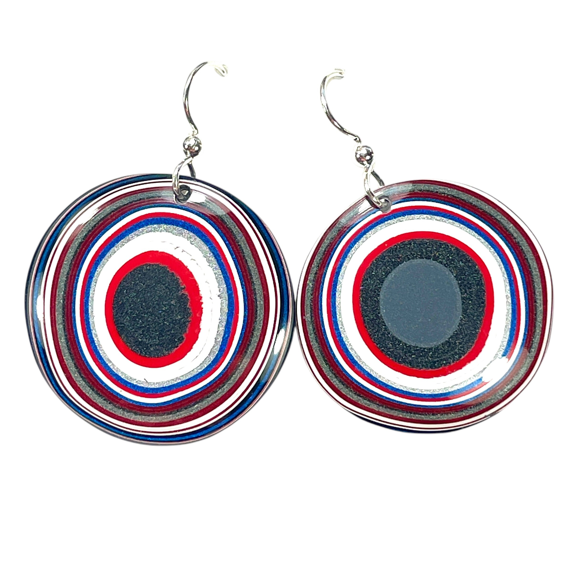 DVH Fordite Earrings Ford F150 Truck KC Assembly 33mm Rd Sterling (6537) - DVHdesigns