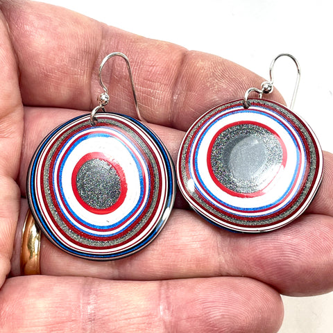 DVH Fordite Earrings Ford F150 Truck KC Assembly 33mm Rd Sterling (6537) - DVHdesigns