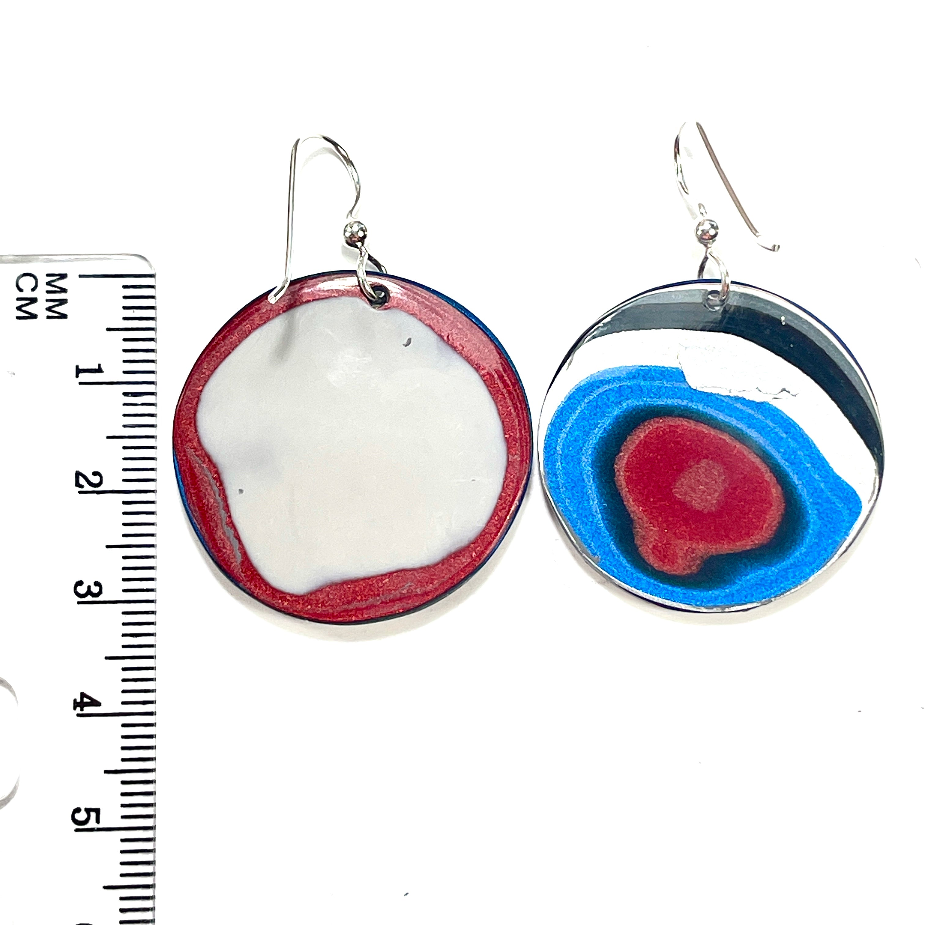 DVH Fordite Earrings Ford F150 Truck KC Assembly 33mm Rd Sterling (6537) - DVHdesigns