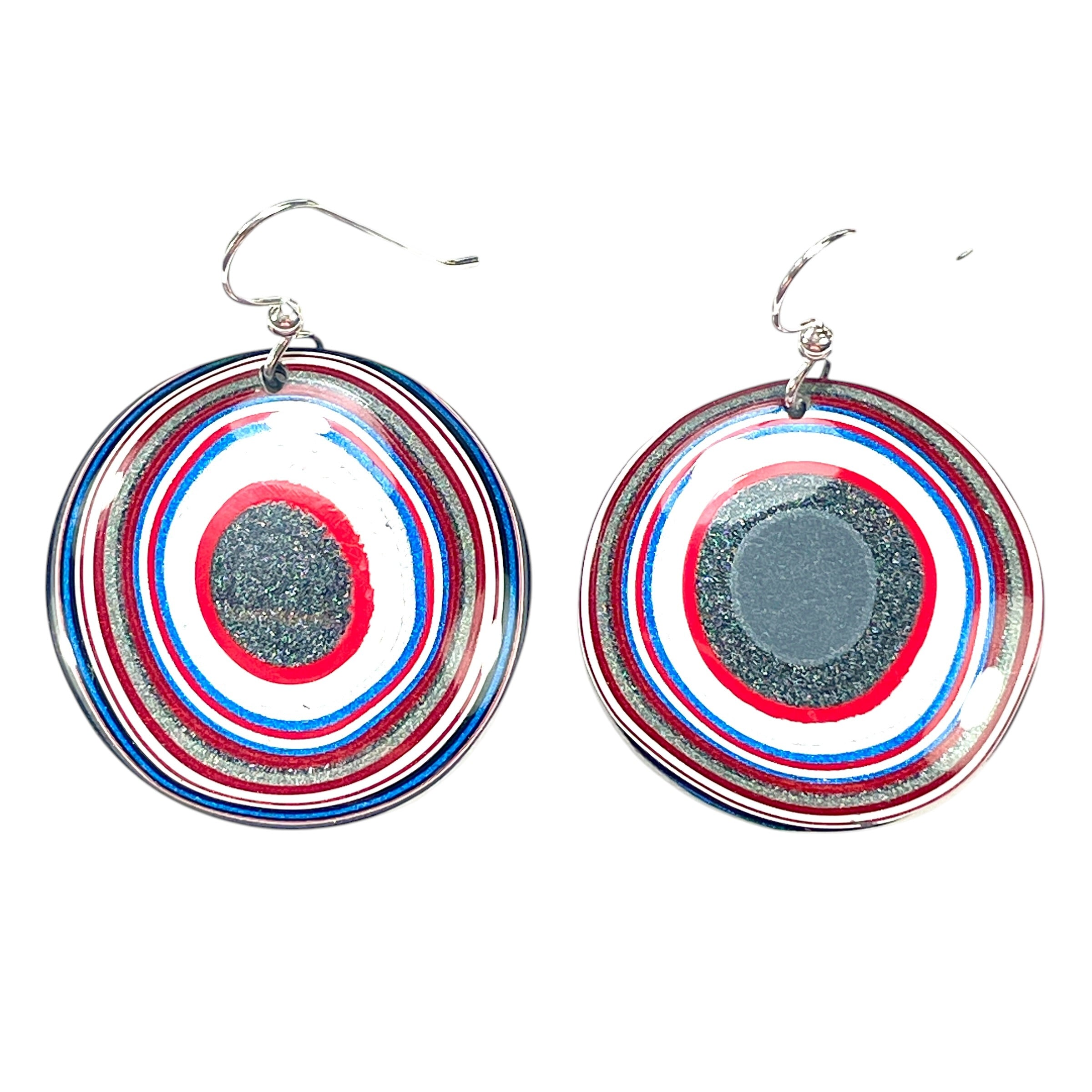 DVH Fordite Earrings Ford F150 Truck KC Assembly 33mm Rd Sterling (6537) - DVHdesigns