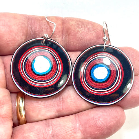 DVH Fordite Earrings Ford F150 Truck KC Assembly 33mm Rd Sterling (6538) - DVHdesigns
