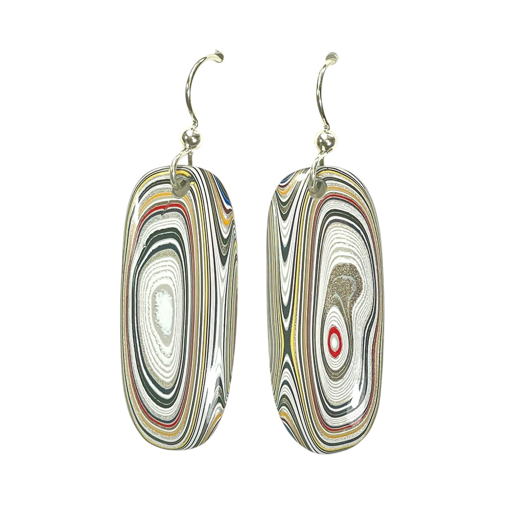 DVH Genuine Ford F150 Fordite Earrings Sterling KC Assembly 36x14mm (6712)