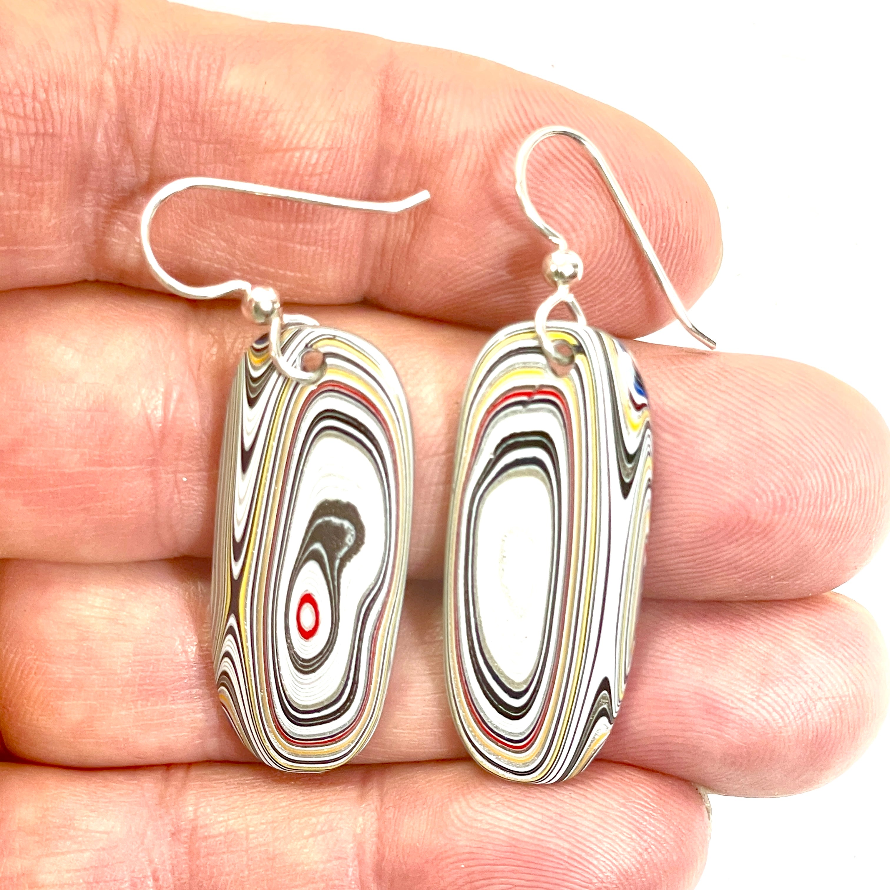 DVH Genuine Ford F150 Fordite Earrings Sterling KC Assembly 36x14mm (6712)