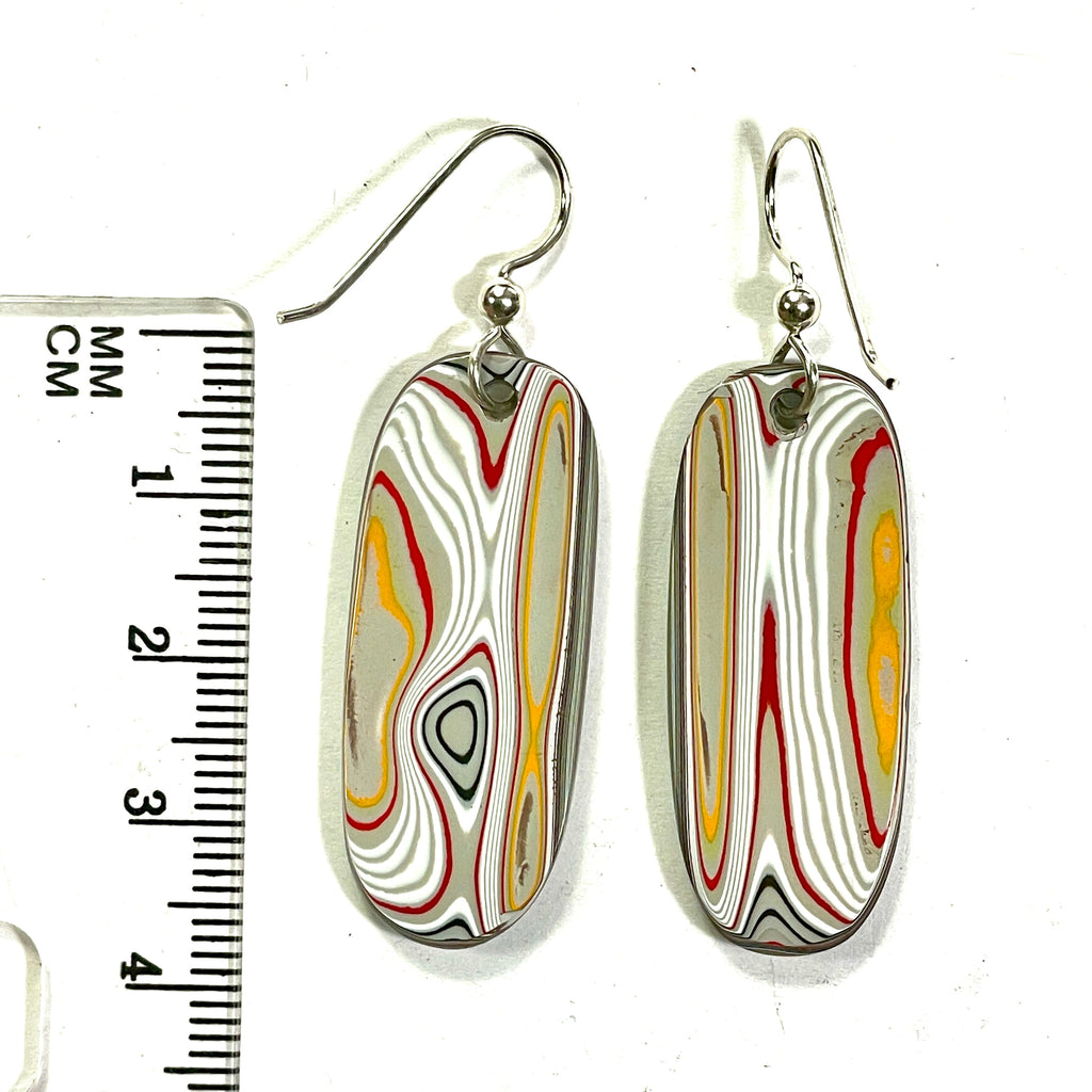 DVH Genuine Ford F150 Fordite Earrings Sterling KC Assembly 36x14mm (6712)