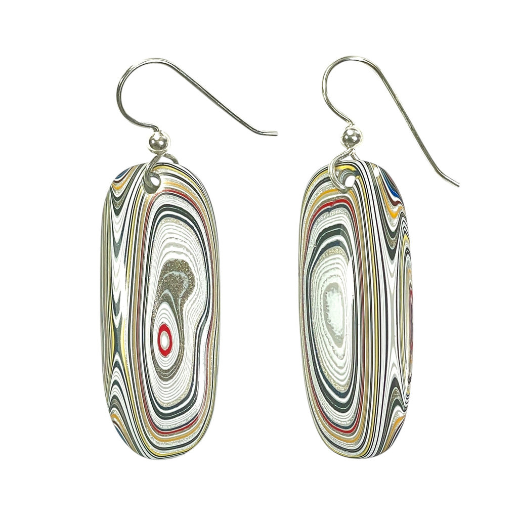 DVH Genuine Ford F150 Fordite Earrings Sterling KC Assembly 36x14mm (6712)
