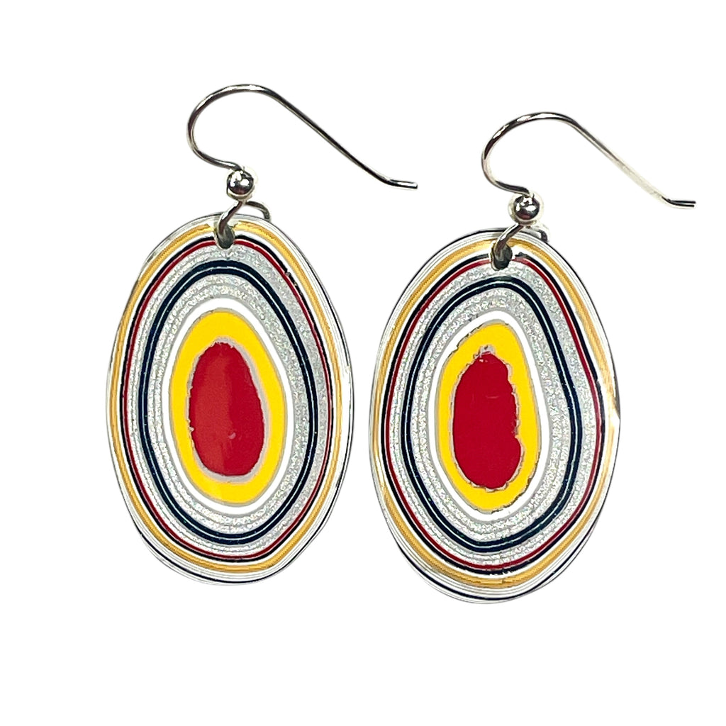 DVH Genuine Ford F150 Fordite Earrings Sterling KC Assembly 31x21mm (6739)
