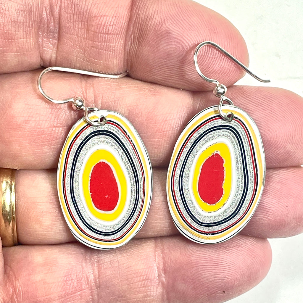 DVH Genuine Ford F150 Fordite Earrings Sterling KC Assembly 31x21mm (6739)