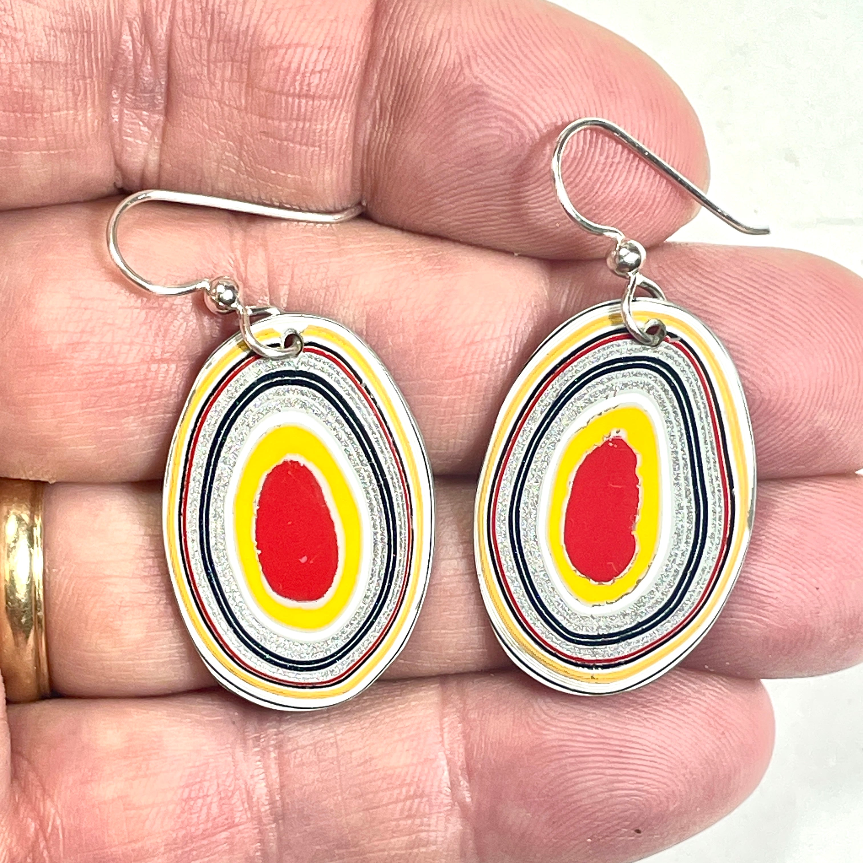 DVH Genuine Ford F150 Fordite Earrings Sterling KC Assembly 31x21mm (6739)