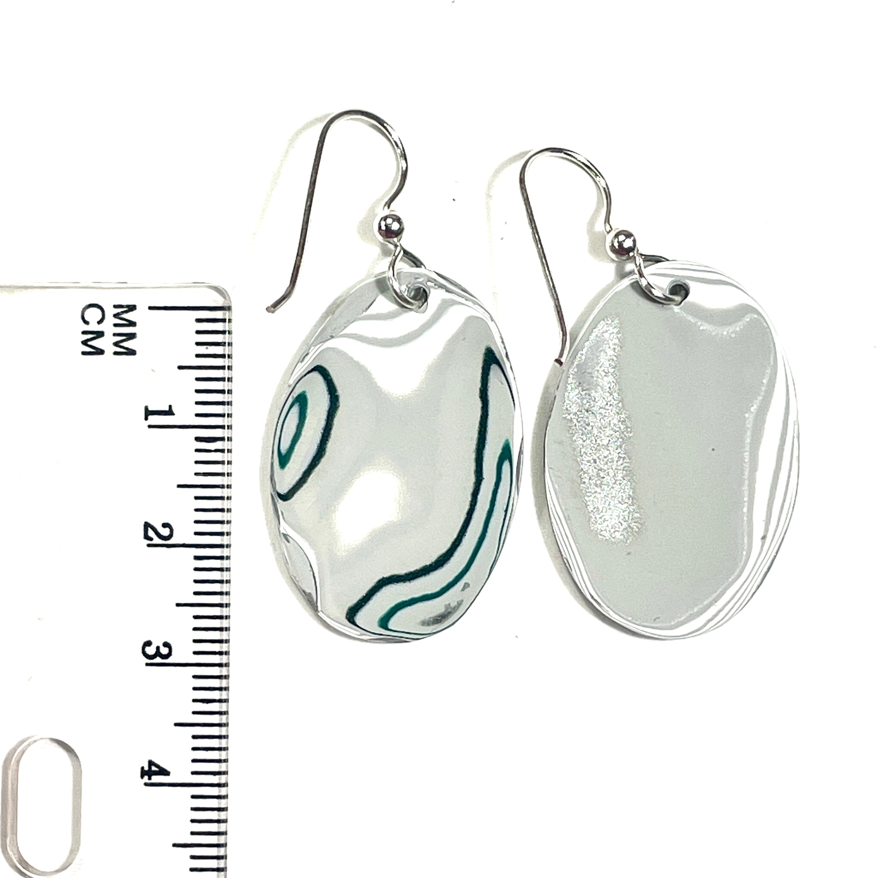 DVH Genuine Ford F150 Fordite Earrings Sterling KC Assembly 31x21mm (6739)