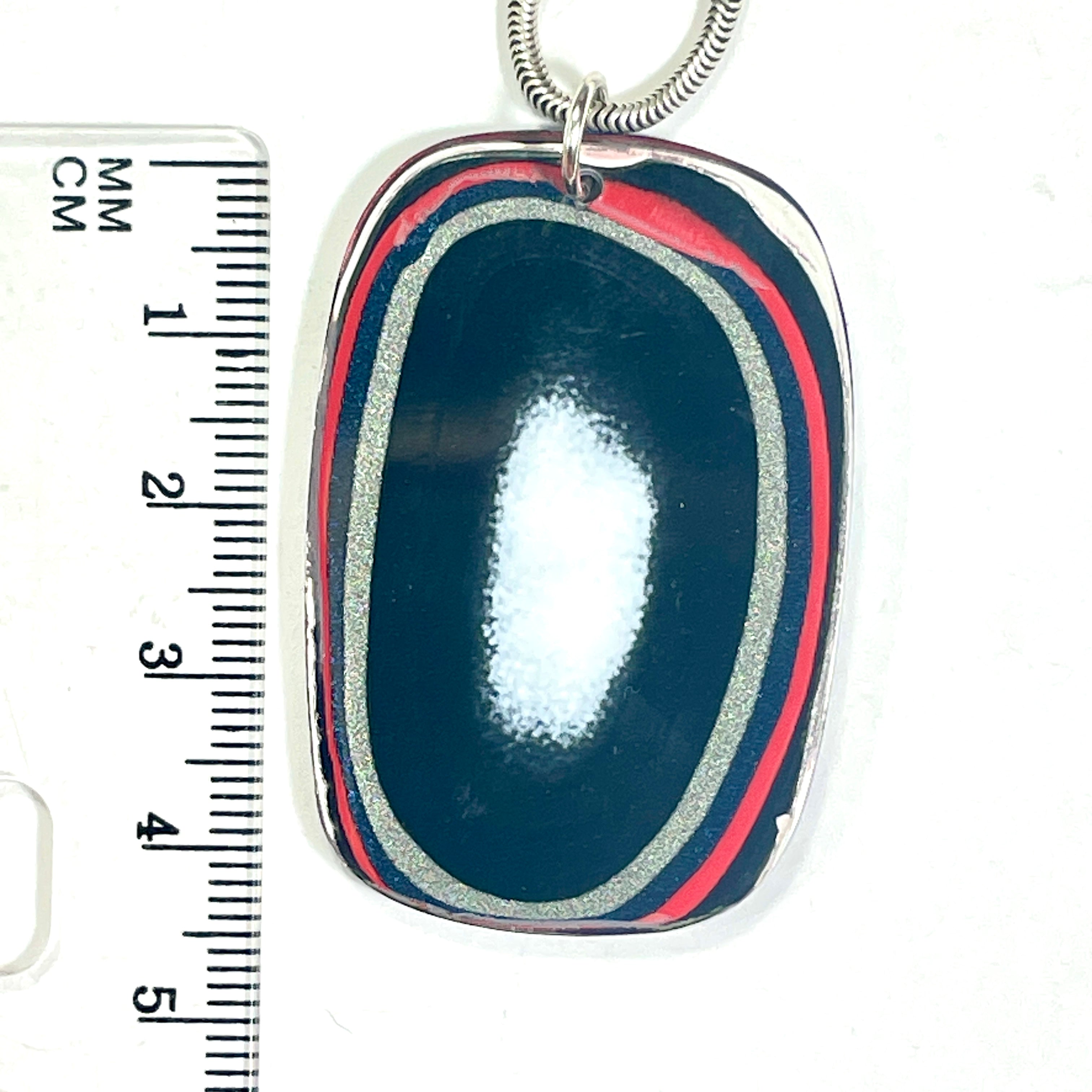 DVH Ford F150 Truck Fordite Pendant KC Assembly Sterling Silver 46x31x4mm (6740)
