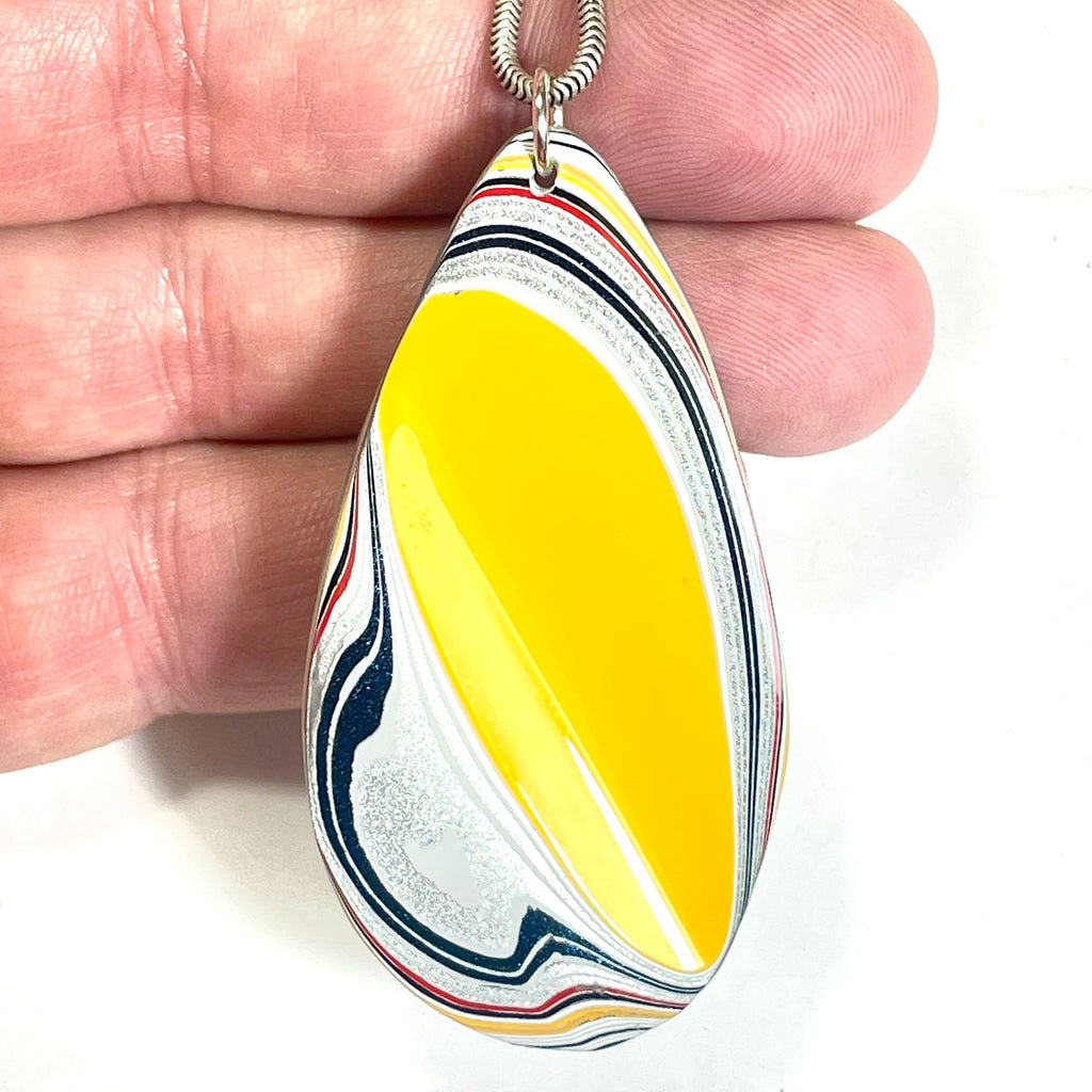 DVH Ford F150 Truck Fordite Pendant KC Assembly Sterling Silver 61x32x4mm (6741)