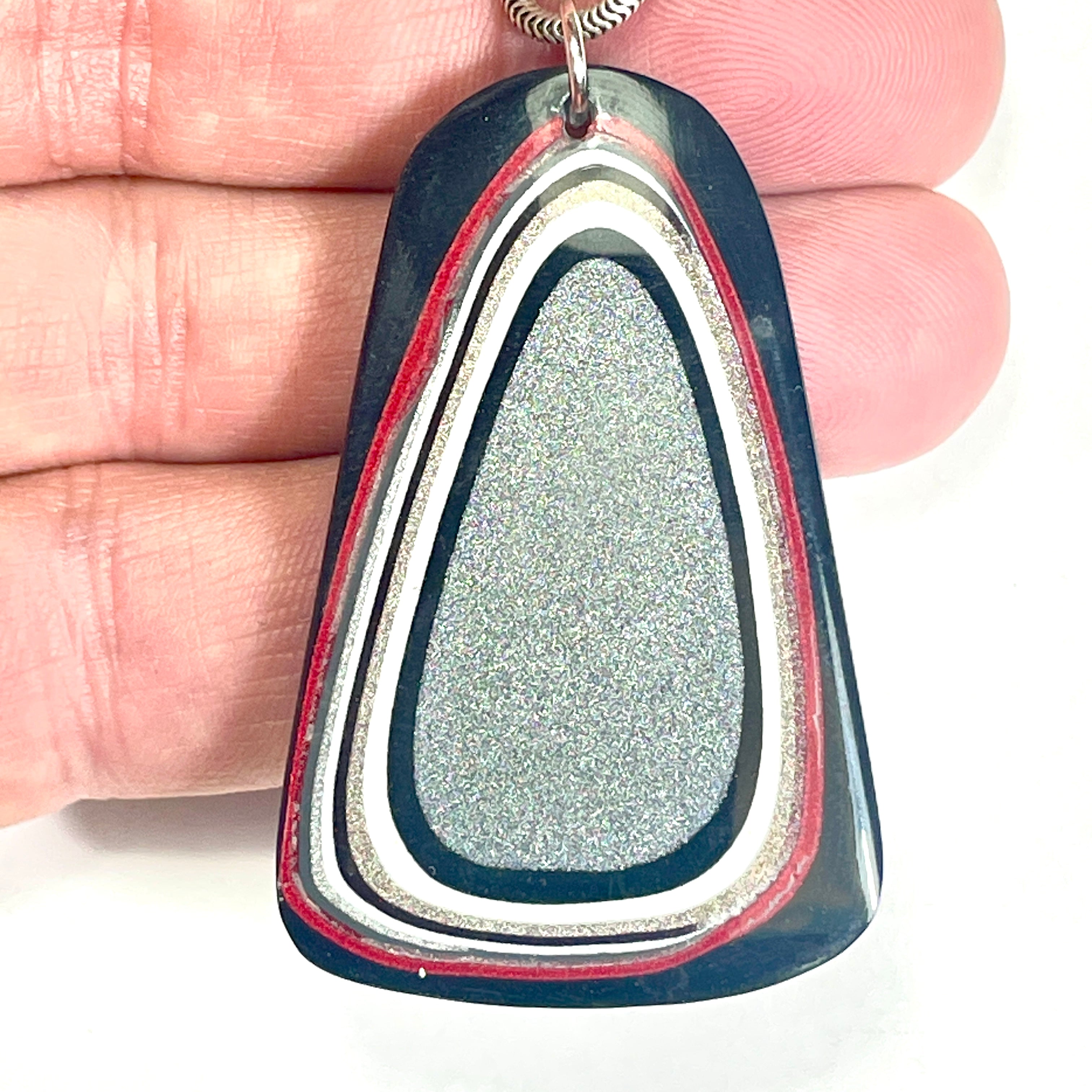 DVH Ford F150 Truck Fordite Pendant KC Assembly Sterling Silver 51x32x3mm (6742)