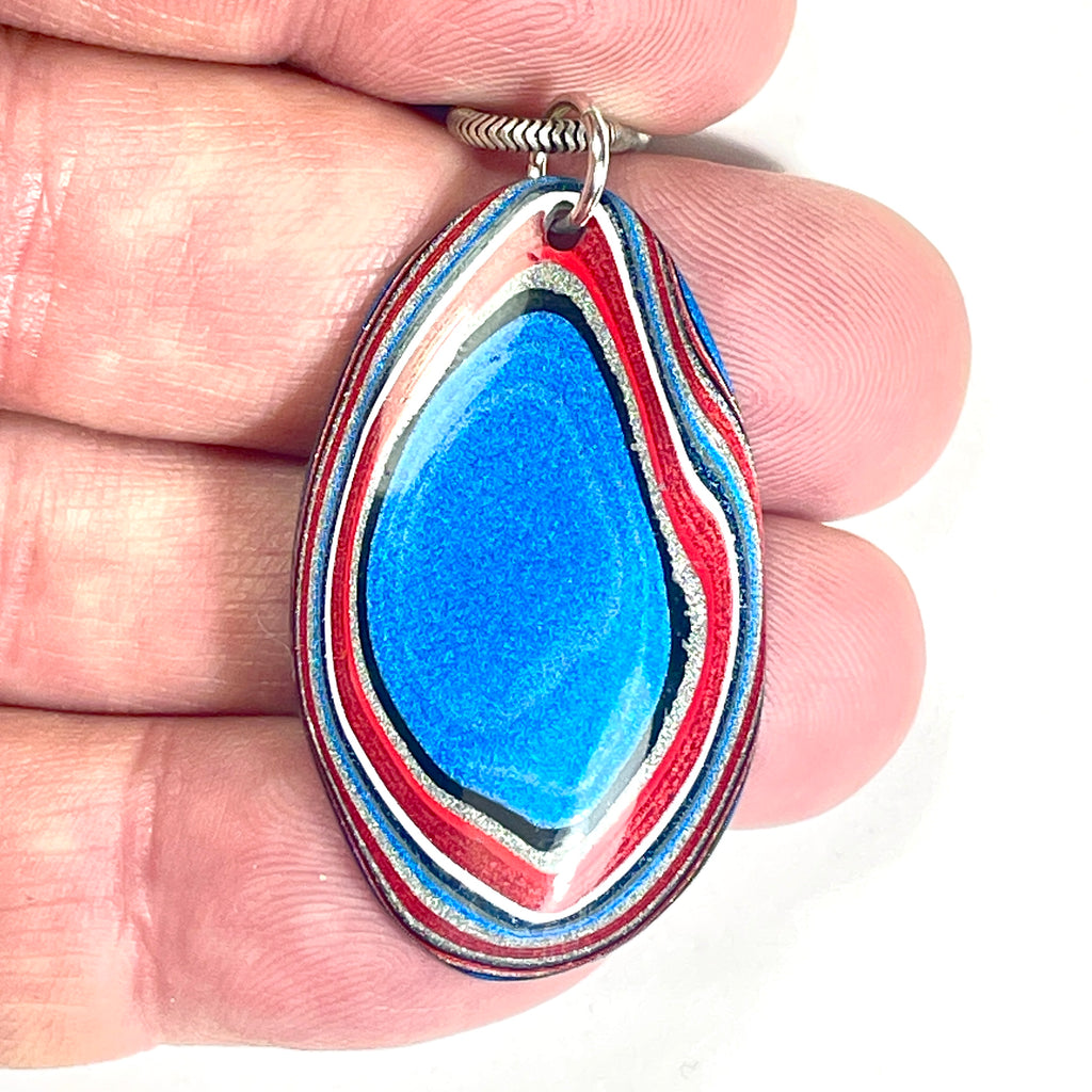 DVH Ford F150 Truck Fordite Pendant KC Assembly Sterling Silver 41x24x3mm (6743)