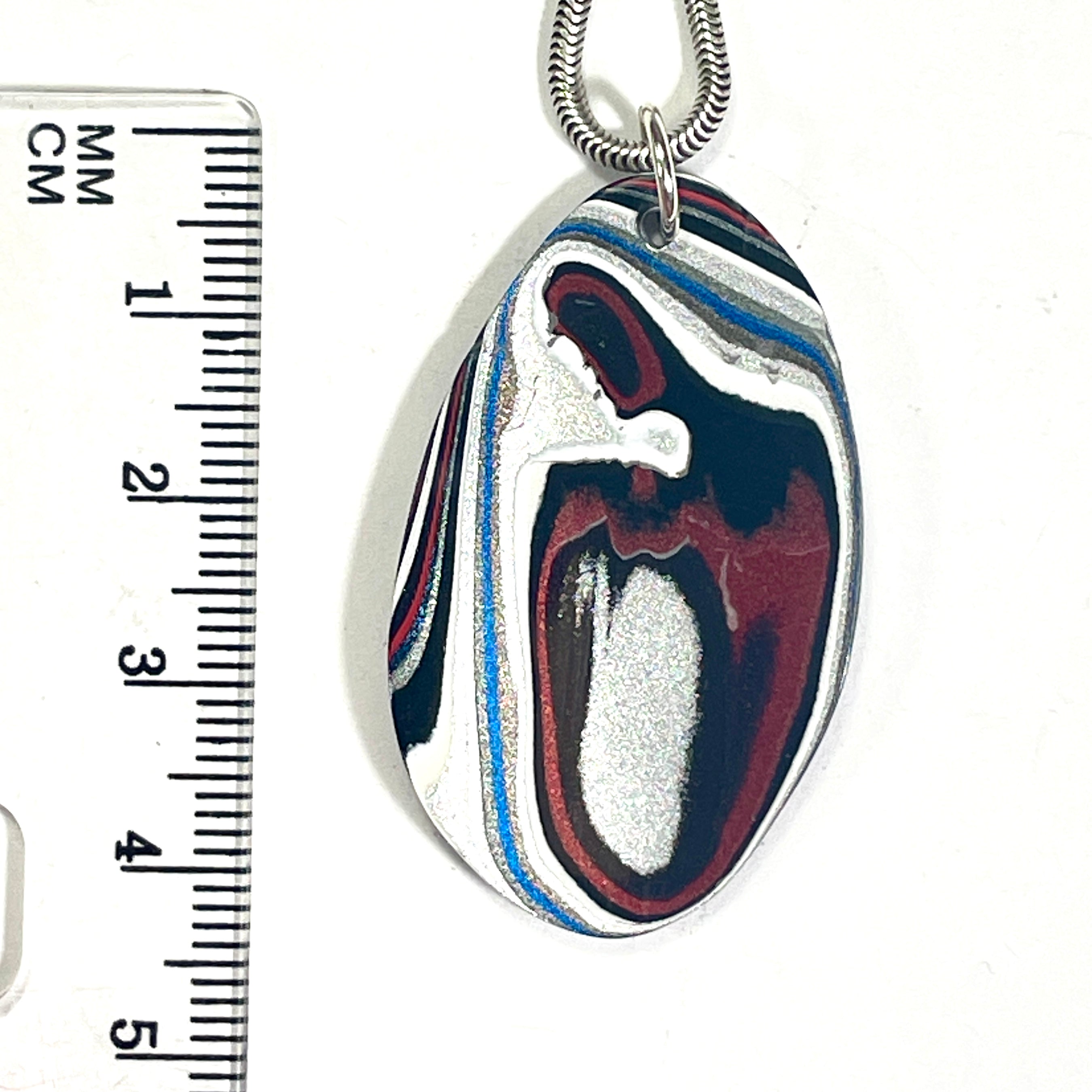 DVH Ford F150 Truck Fordite Pendant KC Assembly Sterling Silver 41x24x3mm (6743)