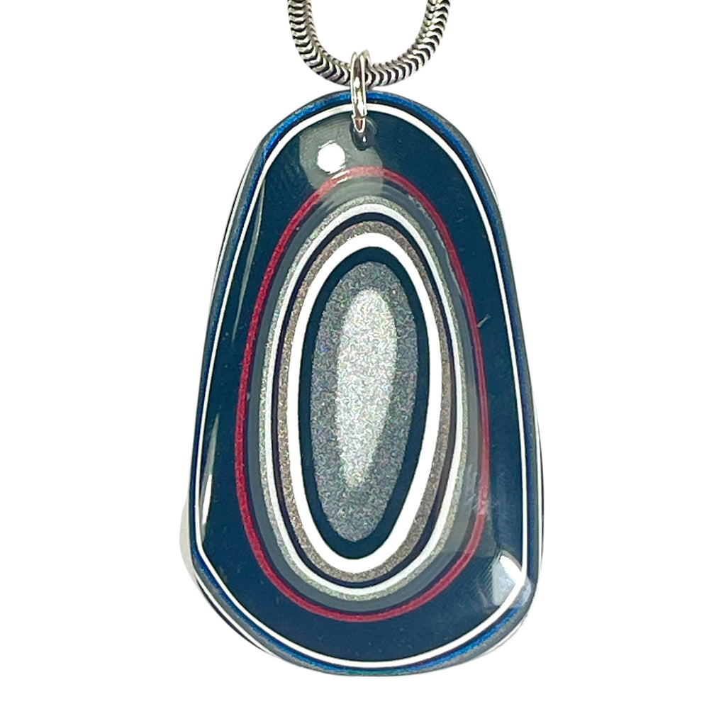 DVH Ford F150 Truck Fordite Pendant KC Assembly Sterling Silver 42x26x3mm (6745)