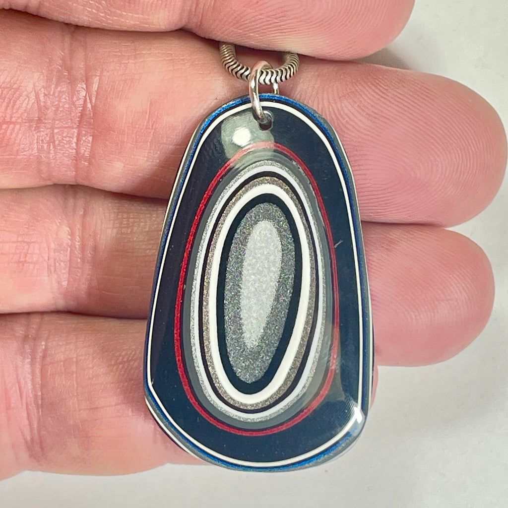DVH Ford F150 Truck Fordite Pendant KC Assembly Sterling Silver 42x26x3mm (6745)