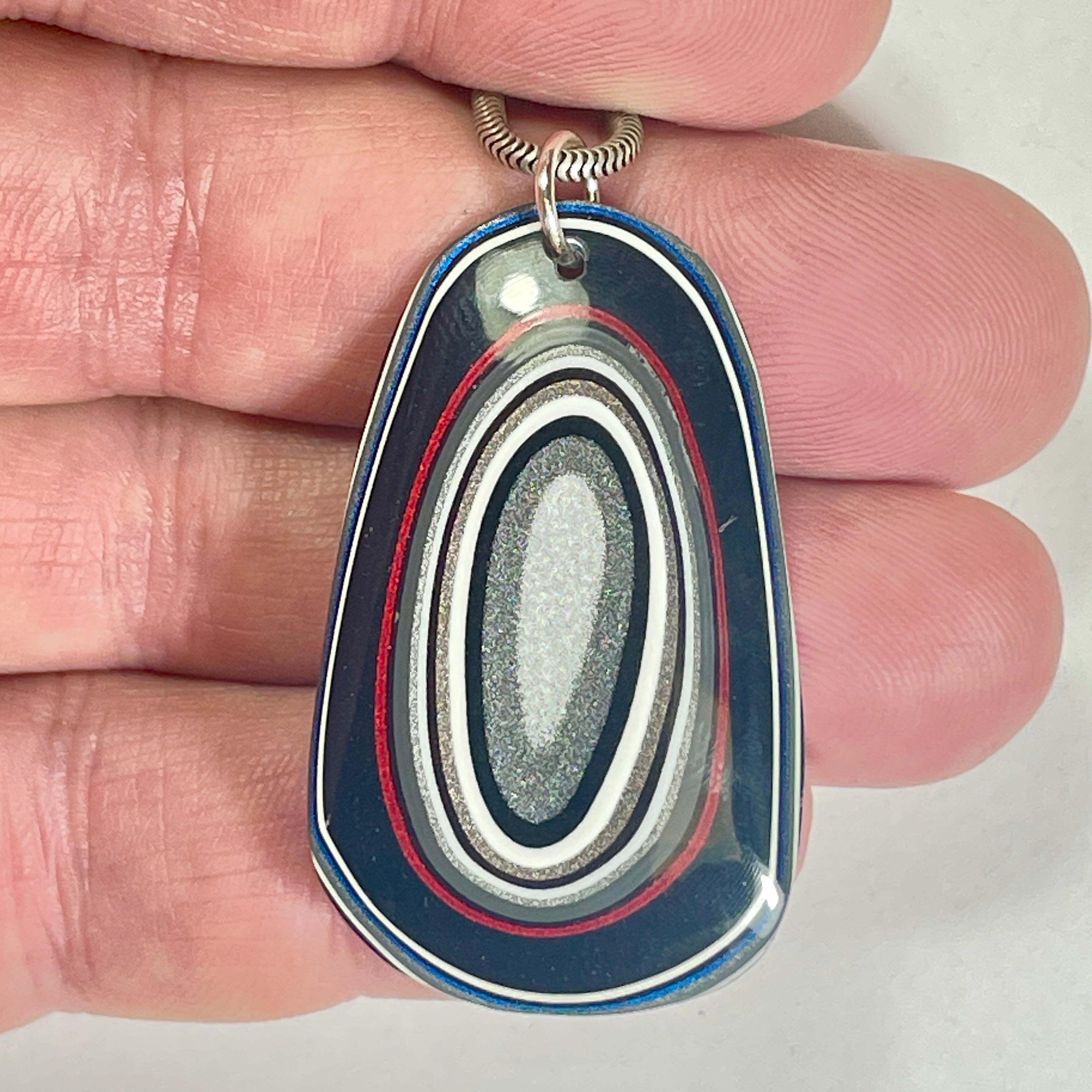 DVH Ford F150 Truck Fordite Pendant KC Assembly Sterling Silver 42x26x3mm (6745)