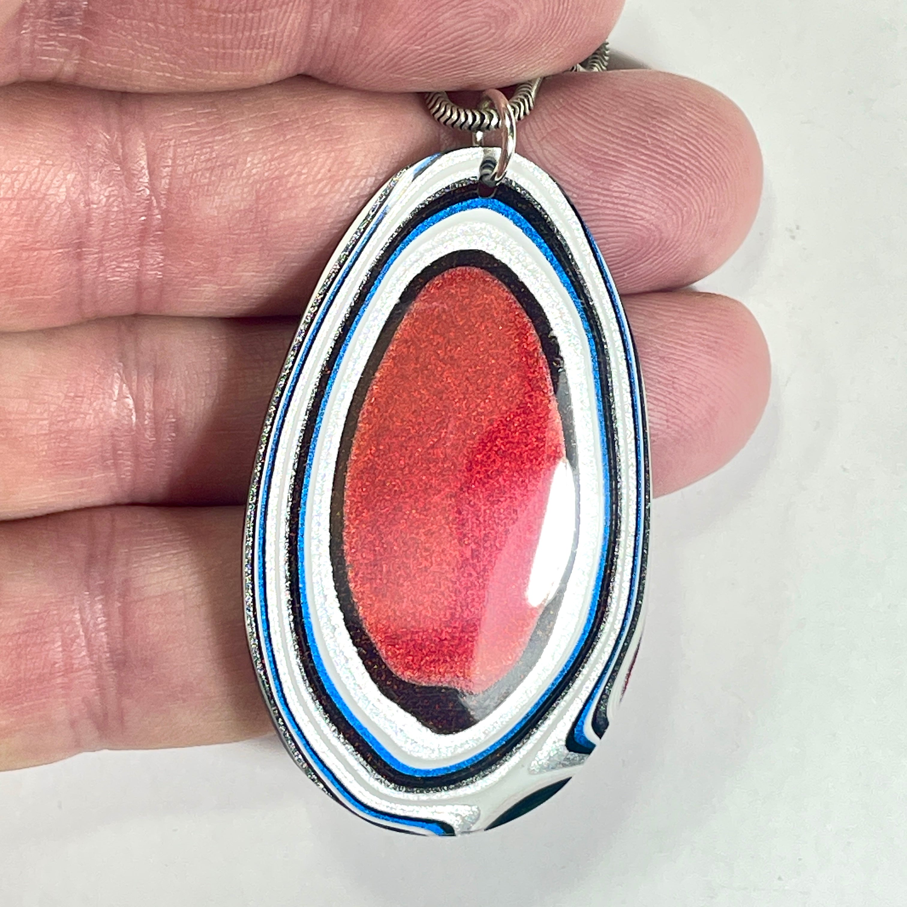 DVH Ford F150 Truck Fordite Pendant KC Assembly Sterling Silver 51x31x3mm (6746)
