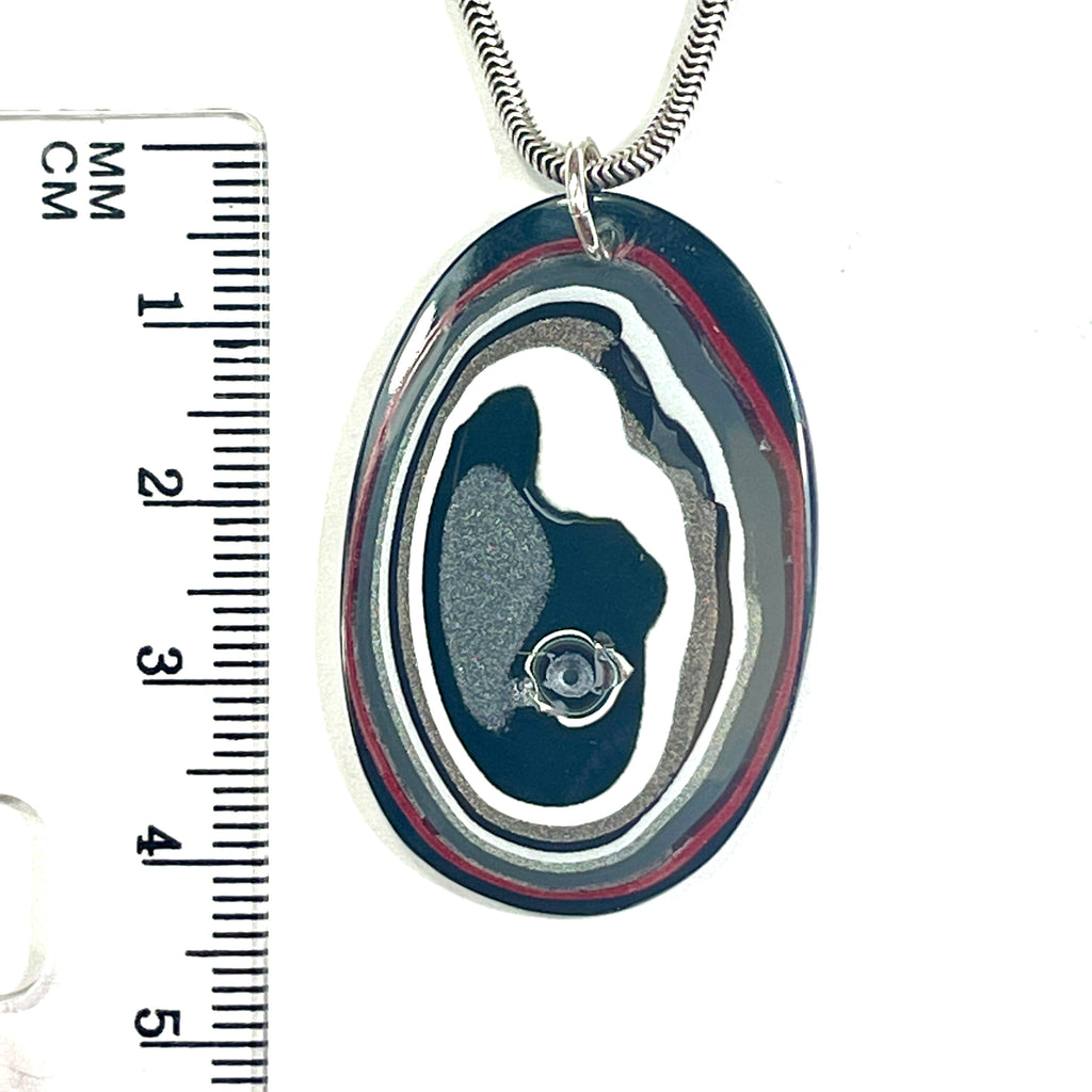 DVH Ford F150 Truck Fordite Pendant KC Assembly Sterling Silver 40x26x3mm (6747)