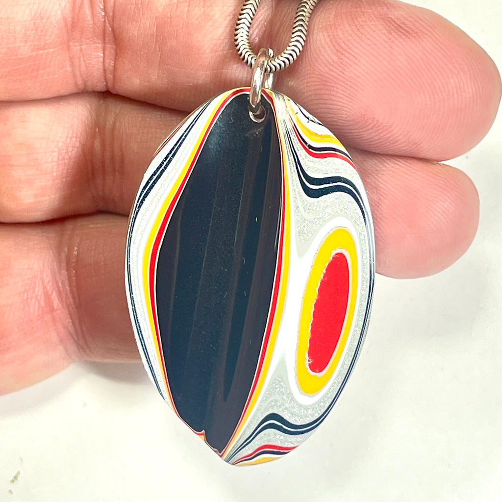 DVH Ford F150 Truck Fordite Pendant KC Assembly Sterling Silver 46x30x3mm (6748)