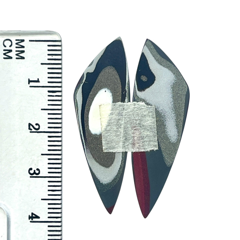 DVH Genuine Ford F150 Fordite Matched Pair of Cabochons 39x13x3mm (6882)