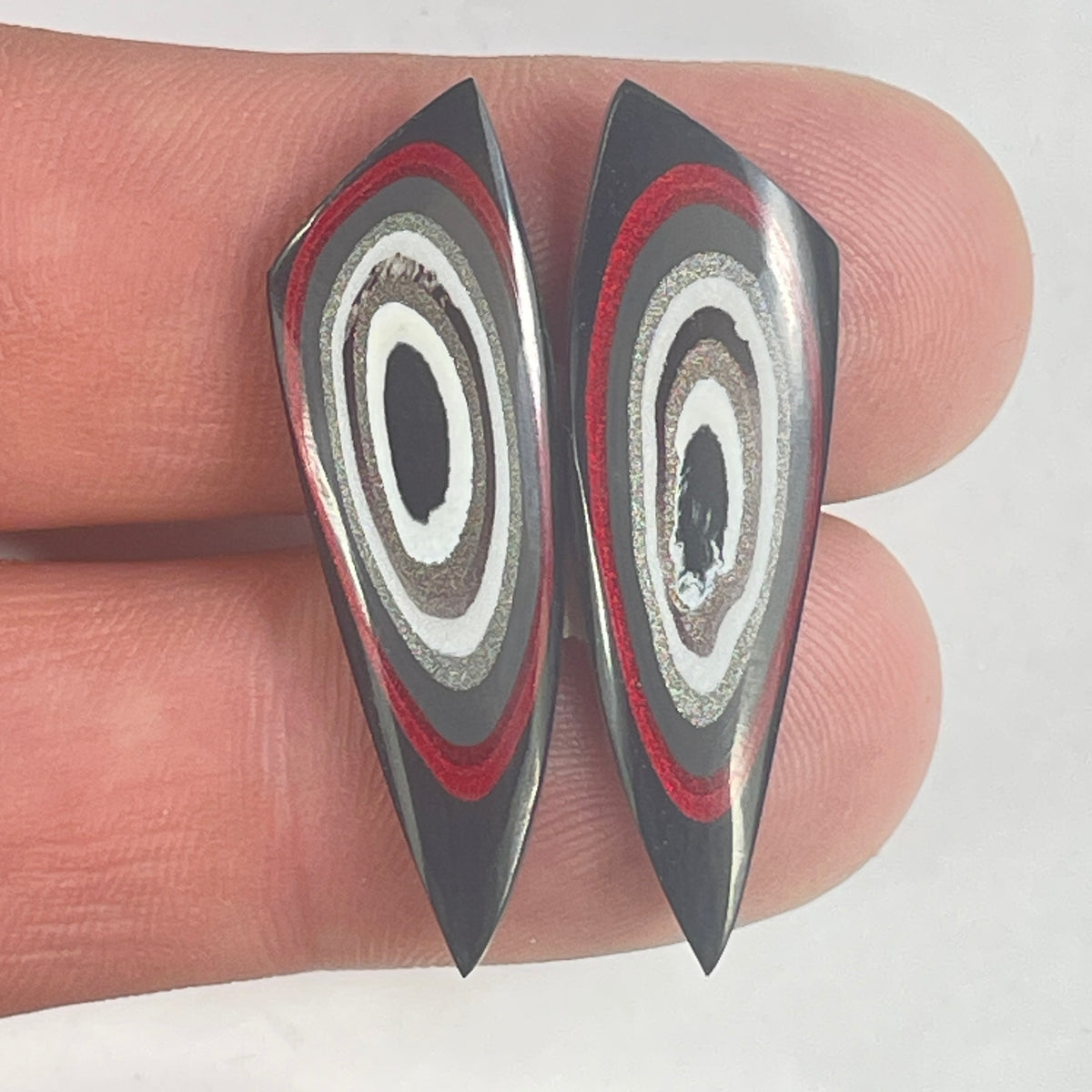DVH Genuine Ford F150 Fordite Matched Pair of Cabochons 37x11x3mm (6885)
