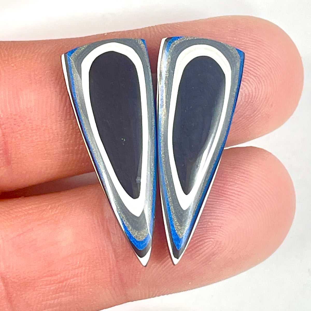 DVH Genuine Ford F150 Fordite Matched Pair of Cabochons 32x12x4mm (6886)