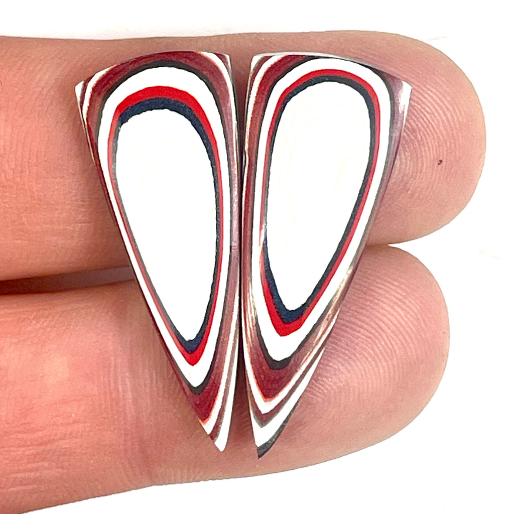 DVH Genuine Ford F150 Fordite Matched Pair of Cabochons 33x12x4mm (6889)