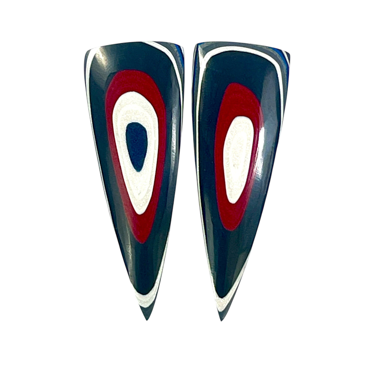 DVH Genuine Ford F150 Fordite Matched Pair of Cabochons 38x12x3mm (6891) - DVHdesigns