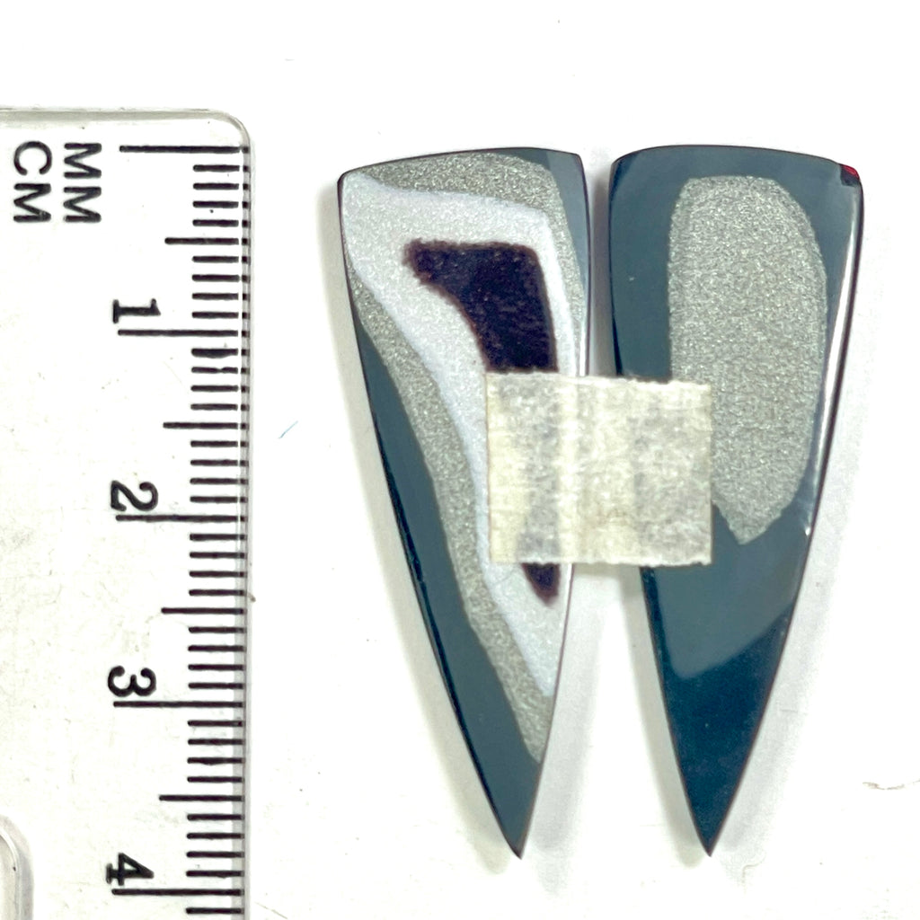 DVH Genuine Ford F150 Fordite Matched Pair of Cabochons 38x12x3mm (6891) - DVHdesigns